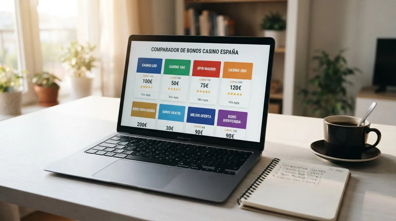 Tabla comparativa con los logotipos de los principales casinos online con licencia DGOJ ordenados por condiciones de sus tiradas gratis