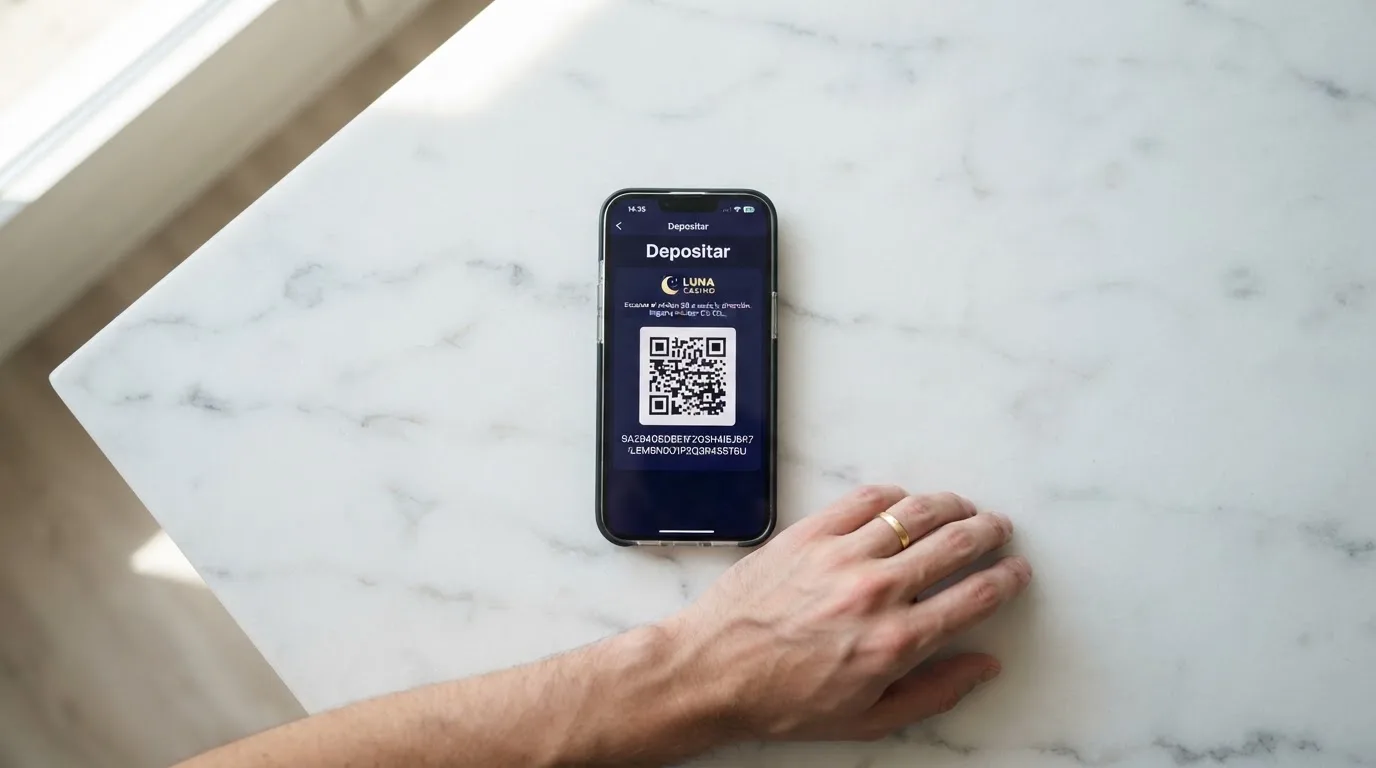 Interfaz de depósito en un criptocasino mostrando una dirección BEP-20 y un código QR para enviar BNB desde una wallet externa
