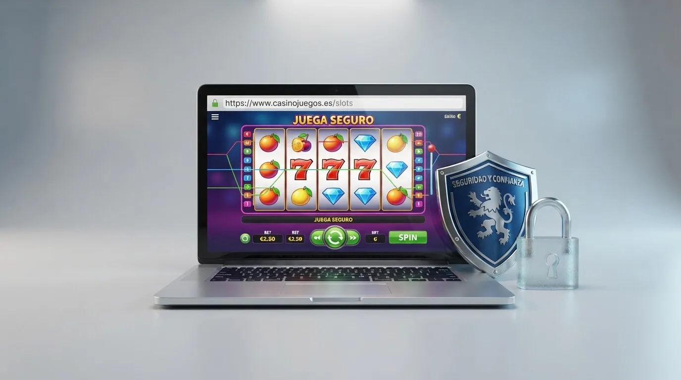 El logotipo de la DGOJ junto a una pantalla de slot de Big Time Gaming mostrando el dominio .es del operador