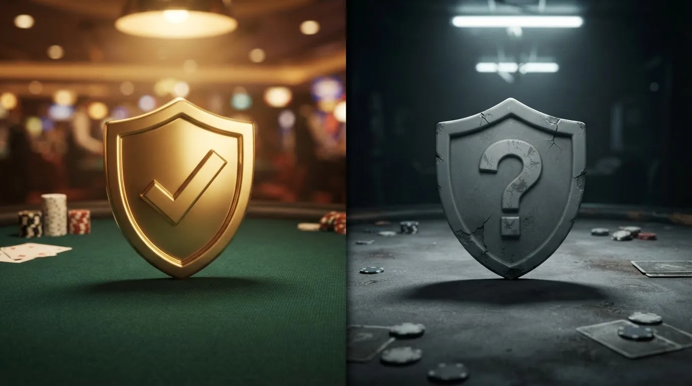 Comparativa visual entre un casino con sello de licencia DGOJ y protección española frente a un casino offshore con licencia de Curaçao sin protección al jugador