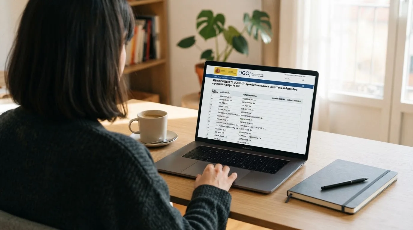 Captura del registro público de operadores con licencia de la DGOJ en la web oficial ordenacionjuego.es