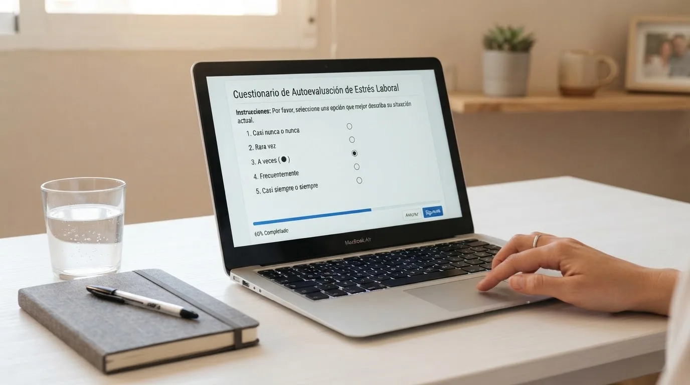 Captura conceptual de un test de autoevaluación de comportamiento de juego en el portal de un operador con licencia DGOJ