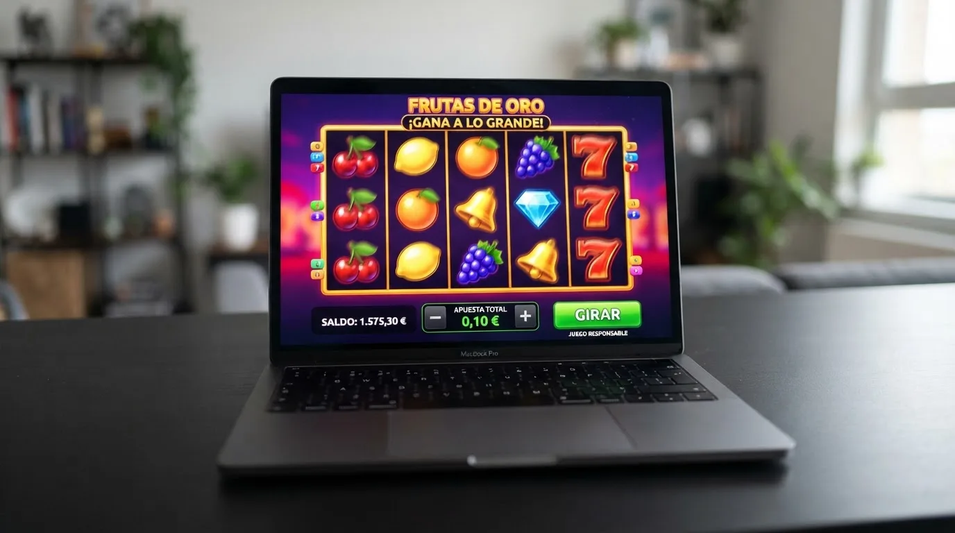 Interfaz de una tragaperras online con el selector de apuesta marcado en 0,10€ por giro